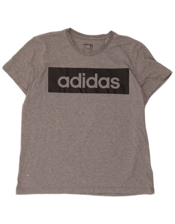 Adidas Herren Climalite Graphic T-Shirt Top XL Grau gefleckte Baumwolle