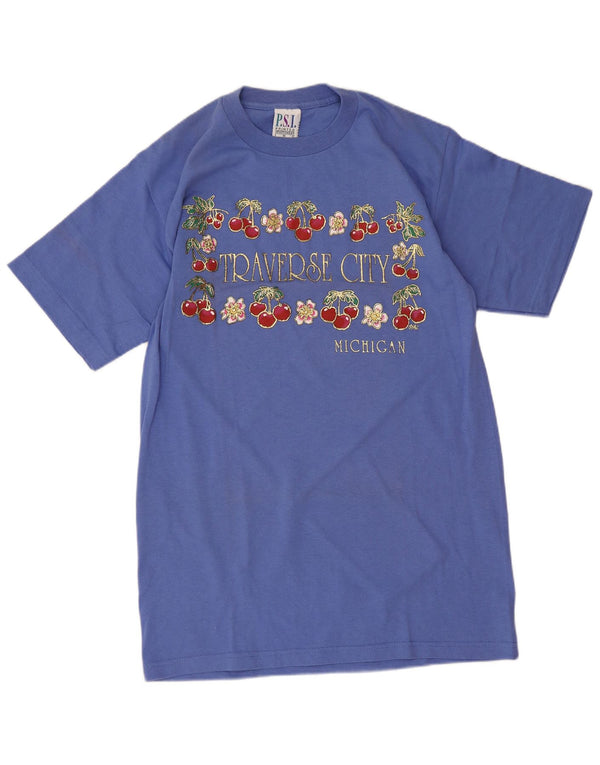 P.S.I. Sportswear Womens Graphic T-Shirt Top UK 12 Mittelblau Neuheit