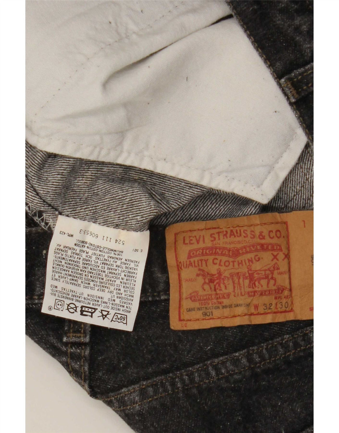 Levi's Damen 901 Tapered Jeans W32 L30 Graue Baumwolle