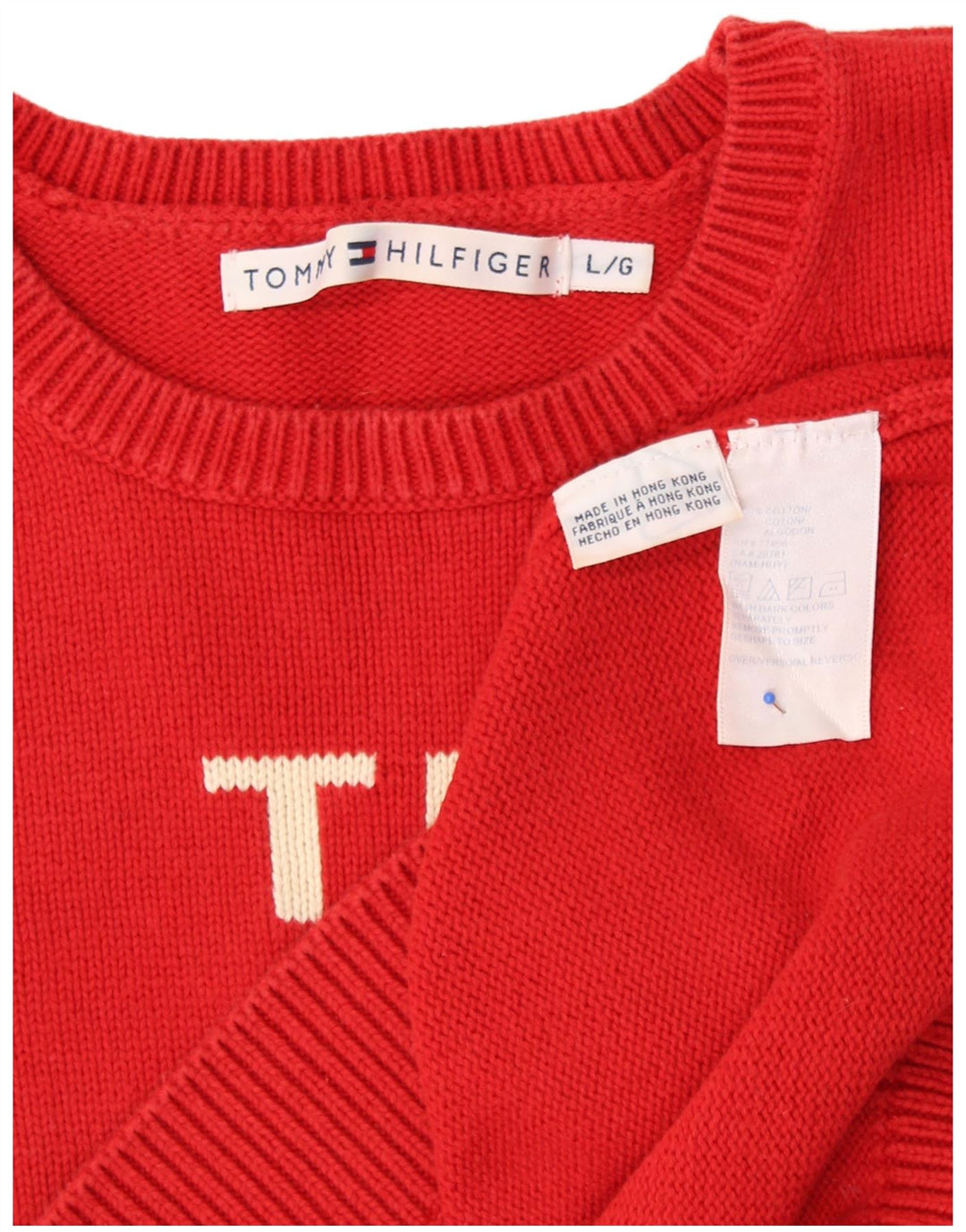 TOMMY HILFIGER Mädchen-Pullover mit U-Boot-Ausschnitt, 14–15 Jahre, Größe L, Rot