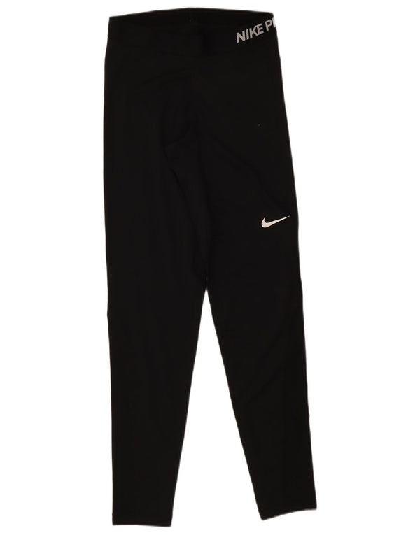 Nike Damen Dri Fit Graphic Leggings UK 12 Mittelschwarzes Polyester