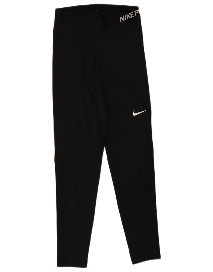 Nike Damen Dri Fit Graphic Leggings UK 12 Mittelschwarzes Polyester