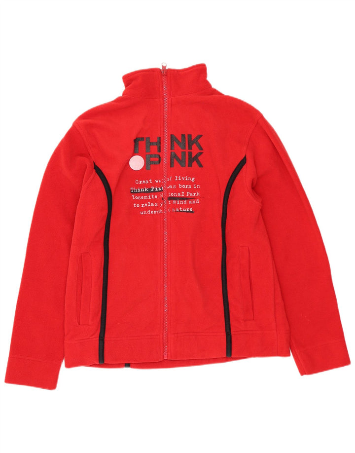 Think Pink Mädchen-Fleecejacke mit Grafik, 11–12 Jahre, rotes Polyester