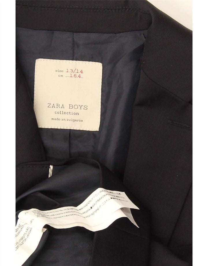 Zara Jungen-Blazer mit 2 Knöpfen, 13–14 Jahre, marineblaues Polyester