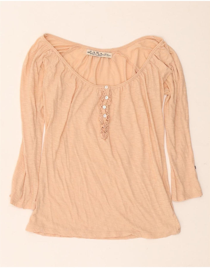 Zara Damen Top Langarm UK 12 Mittelrosa meliert