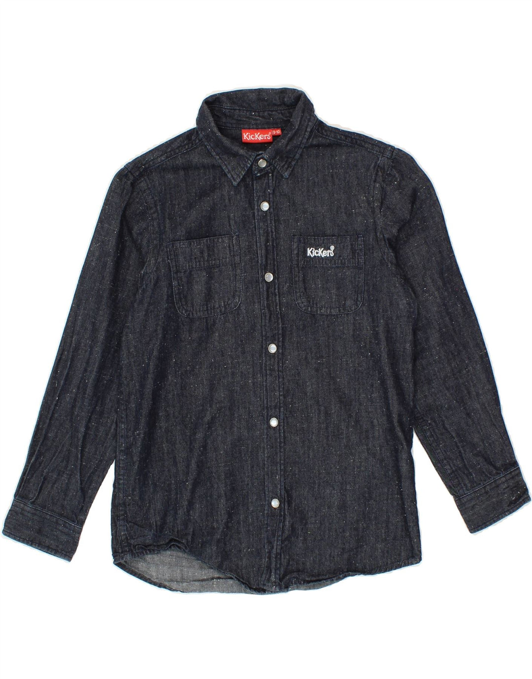 KICKERS Boys Denim Shirt 9-10 Years Navy Blue Cotton Vintage Kickers and Second-Hand Kickers from Messina Hembry 