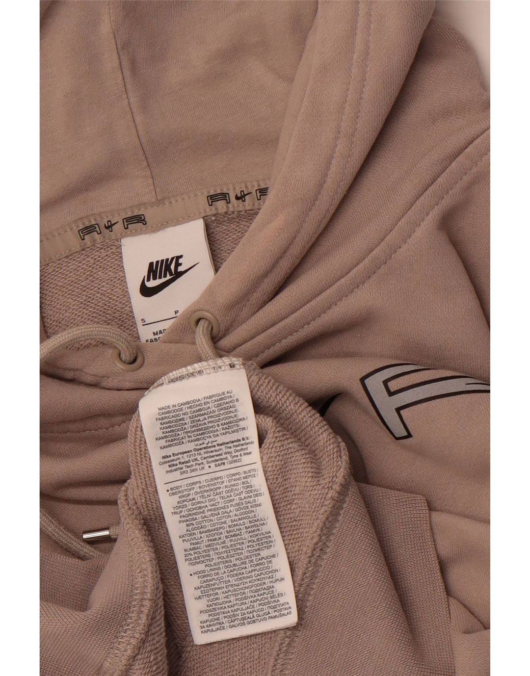 NIKE Herren-Kapuzenpullover mit lockerer Passform und Grafik, klein, braun, Farbblock-Baumwolle