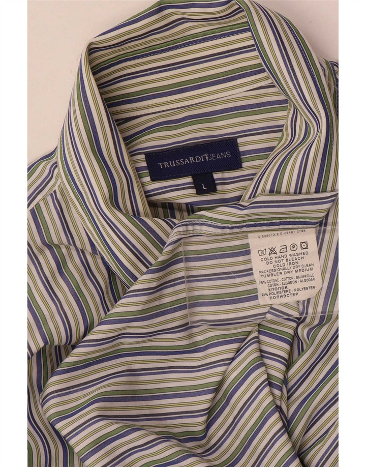 Trussardi Jeans Herrenhemd, groß, mehrfarbig, gestreift, Baumwolle