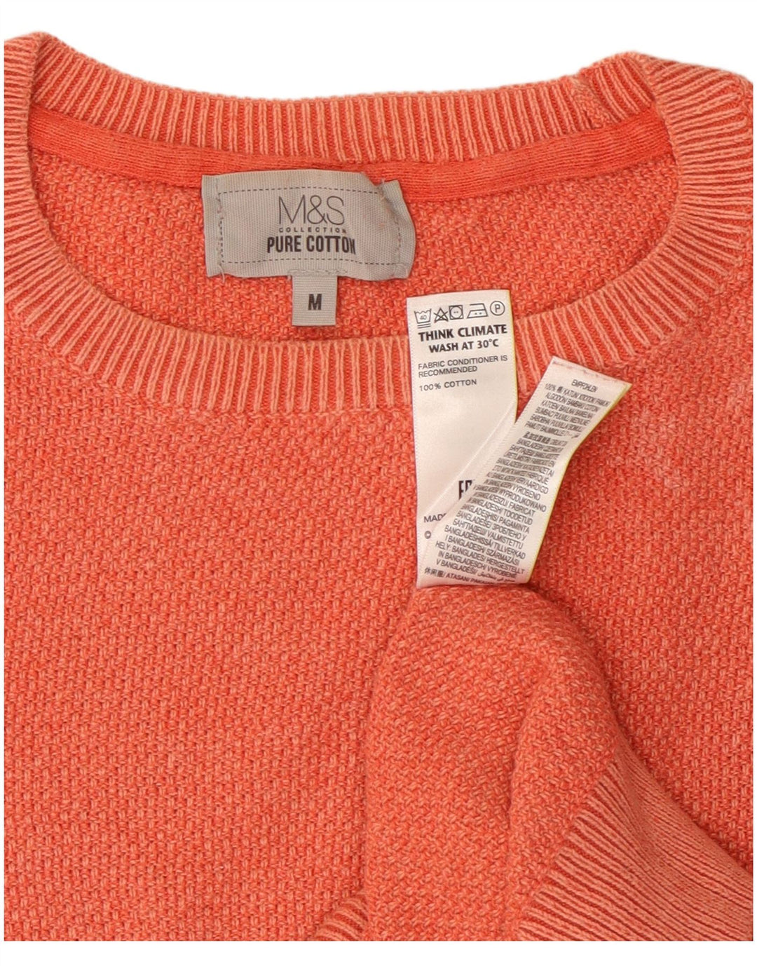 Marks & Spencer Herren-Pullover mit Rundhalsausschnitt, mittelorange Baumwolle