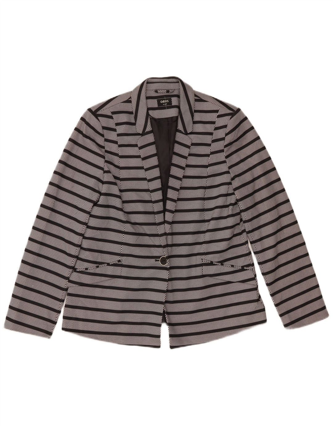 Oasis Damen-Blazerjacke mit 1 Knopf, UK 14, mittelgrau gestreift, Polyester