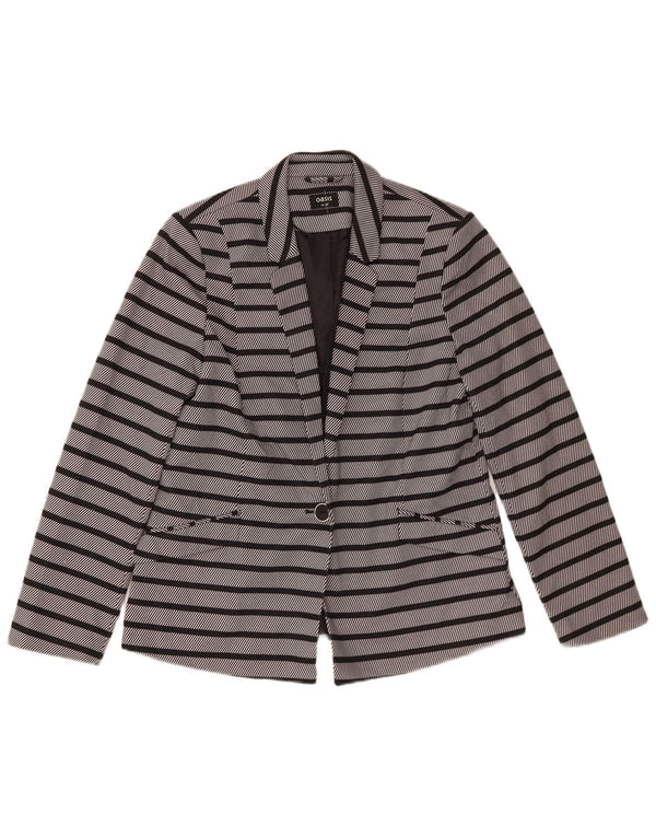 Oasis Damen-Blazerjacke mit 1 Knopf, UK 14, mittelgrau gestreift, Polyester