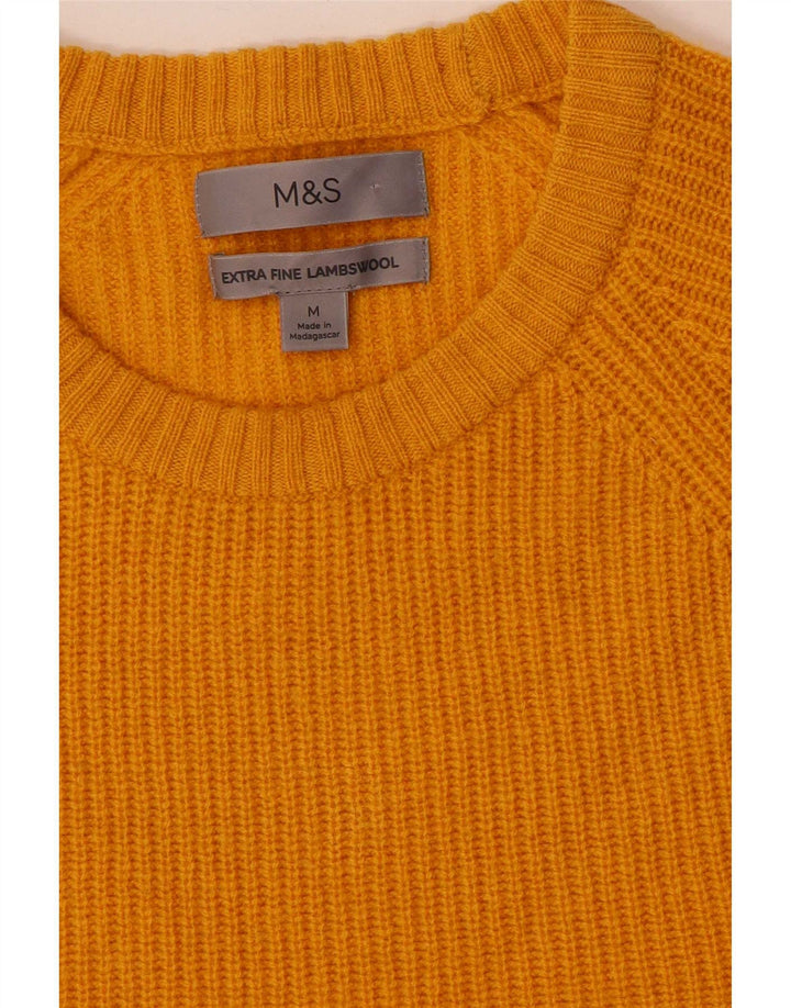 Marks & Spencer Herren-Pullover mit Rundhalsausschnitt, mittelgelbe Lammwolle