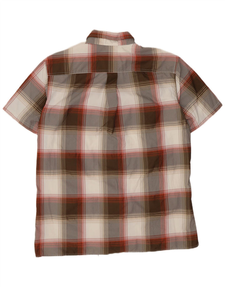 Eddie Bauer Herren-Kurzarmhemd aus mittelgrauem Karo-Polyester