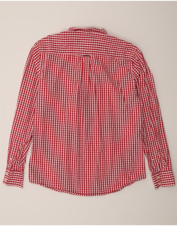 Crew Clothing Herren-Hemd mit klassischer Passform, mittelrote Gingham-Baumwolle