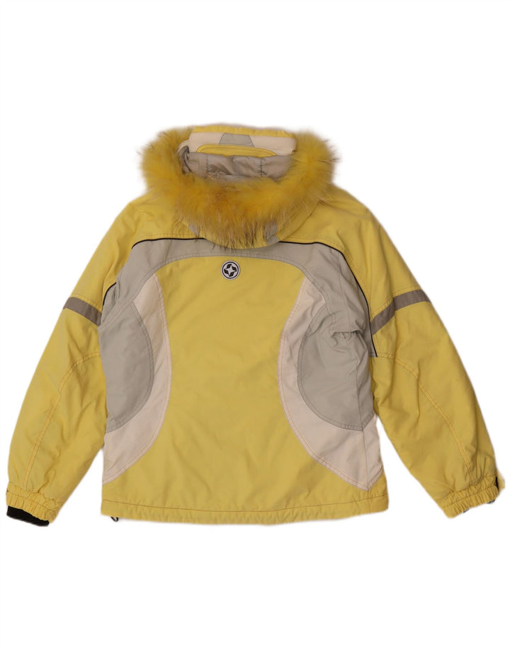 Colmar Damen-Skijacke mit Kapuze, EU 42, XL, gelbes Colourblock-Polyamid