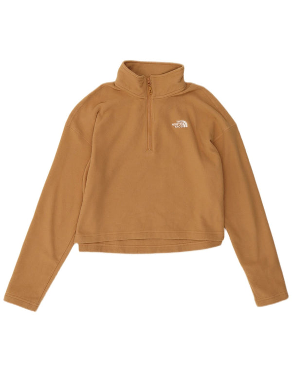 The North Face Damen Crop Zip Neck Fleece Pullover UK 18 XL Beige Polyester