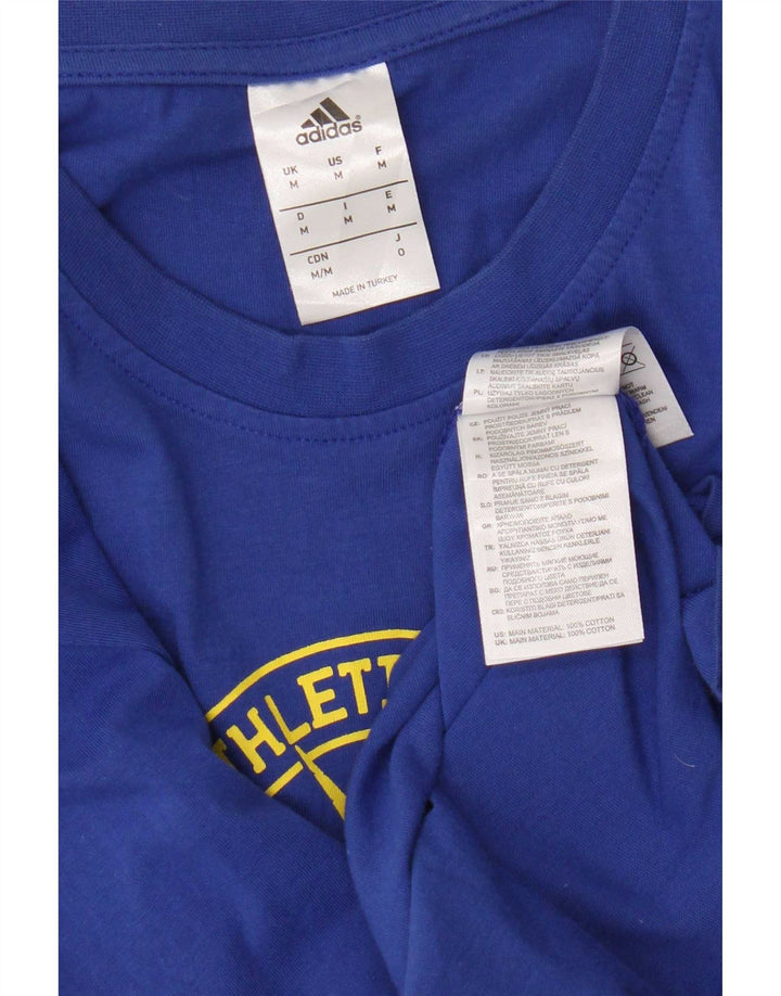 Adidas Herren Boston Marathon Grafik-T-Shirt aus mittelblauer Baumwolle