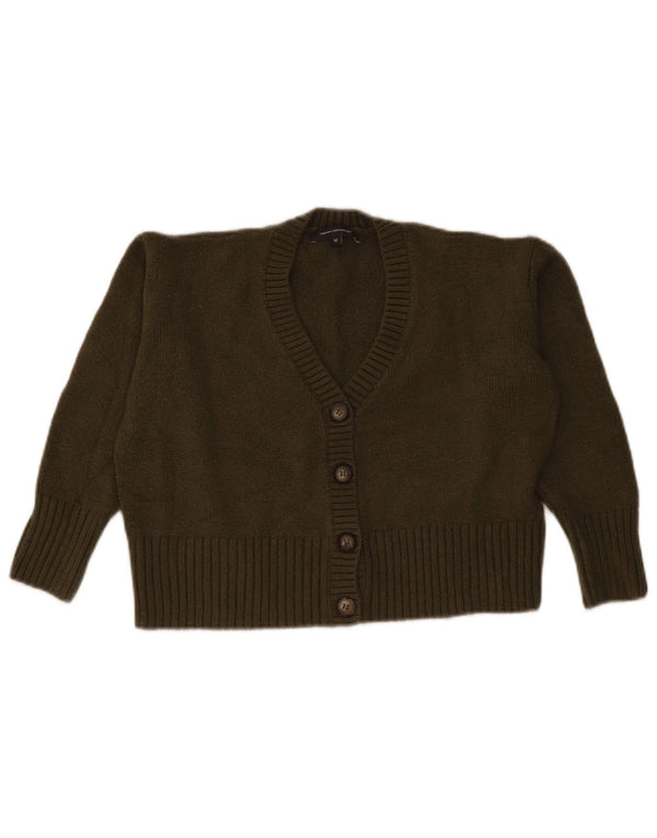 French Connection Damen Crop Cardigan Pullover UK 14 Medium Khaki Acryl