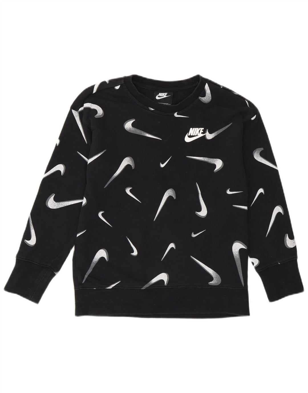 NIKE Mädchen-Sweatshirt mit Grafik, Standard-Passform, 8–9 Jahre, Größe S, Schwarz