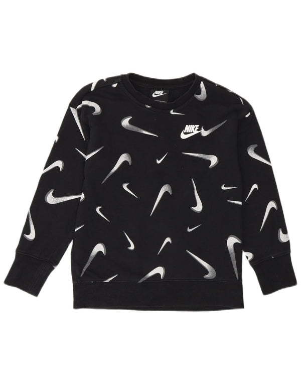 NIKE Mädchen-Sweatshirt mit Grafik, Standard-Passform, 8–9 Jahre, Größe S, Schwarz