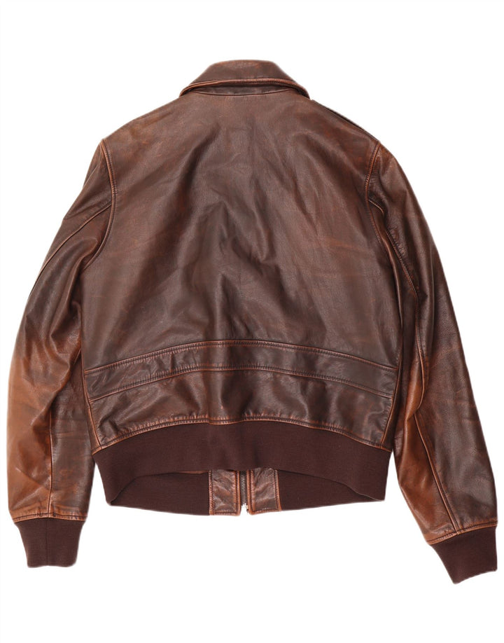 Vintage Herren Bomber Lederjacke IT 52 Large Braun