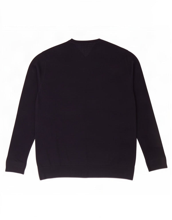 Tommy Hilfiger Herren-Pullover mit V-Ausschnitt, XL, marineblaue Baumwolle