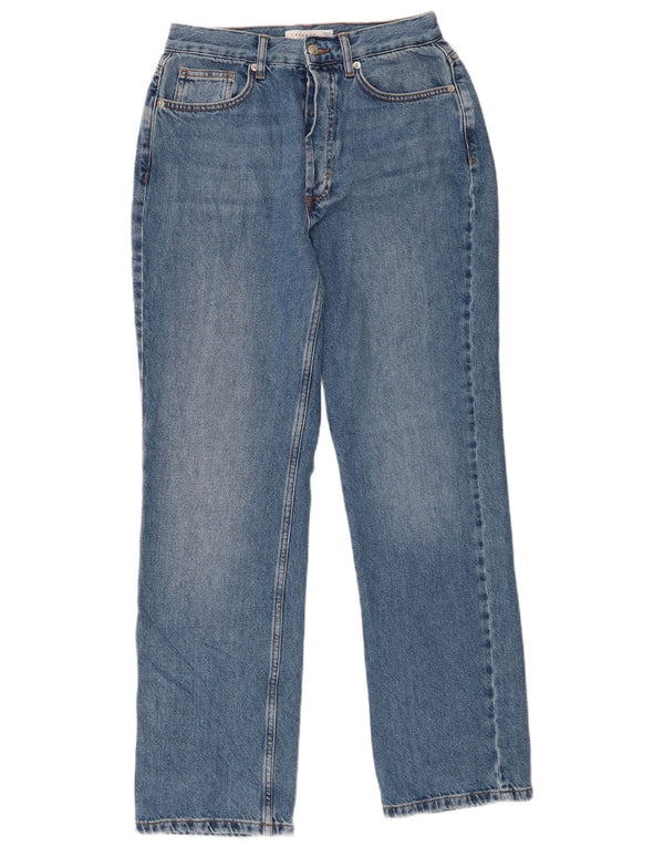 Topshop Damen Kort Straight Jeans UK 10 Small W28 L30 Blaue Baumwolle