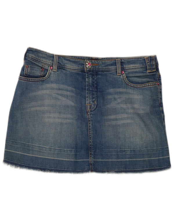 Oasis Damen Mini-Jeansrock UK 10 Small W32 Blaue Baumwolle