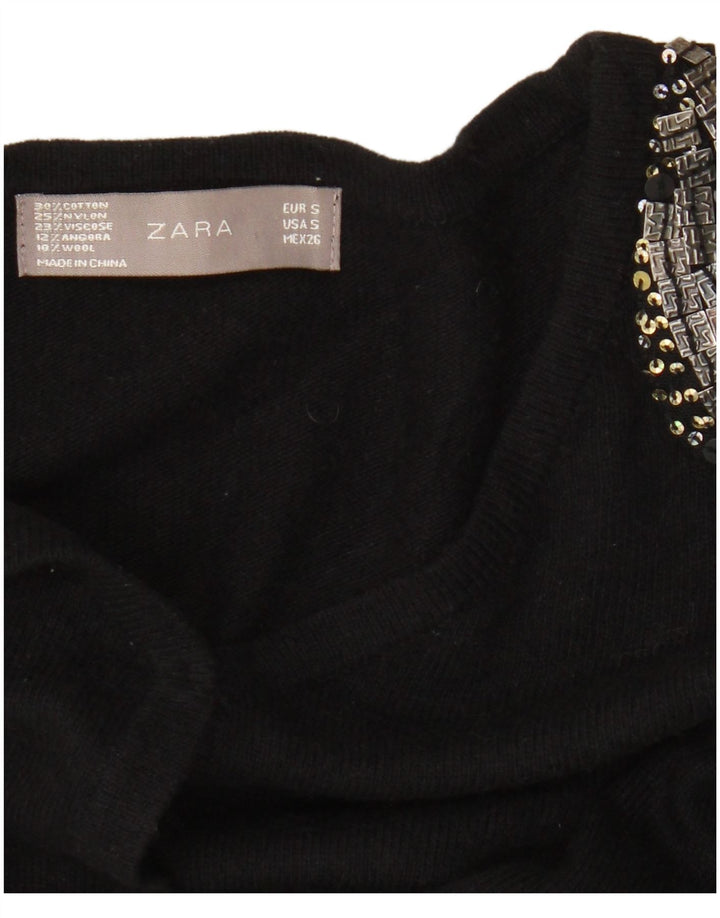 Zara Damen-Cardigan-Pullover, Größe S, Größe S, Schwarz, Baumwolle