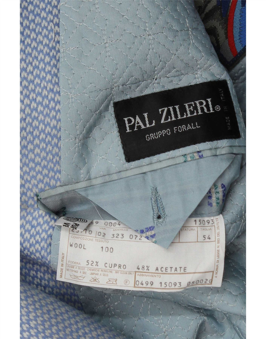 Pal Zileri Herren-Blazer mit 2 Knöpfen, IT 54, 2XL, blaue geometrische Wolle
