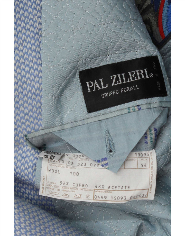 Pal Zileri Herren-Blazer mit 2 Knöpfen, IT 54, 2XL, blaue geometrische Wolle