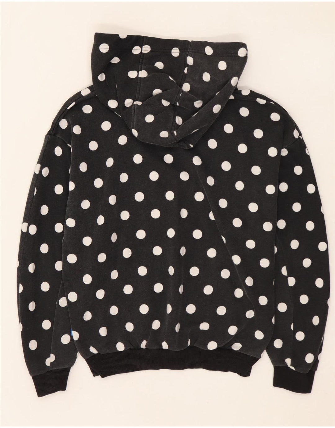 ADIDAS Womens Graphic Oversized Hoodie Pullover UK 8 Small Black Polka Dot