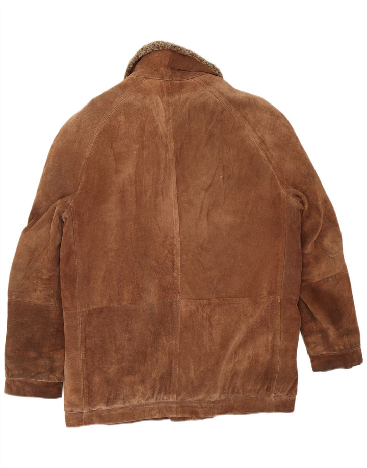 Vintage Herren Wildleder-Shearling-Jacke UK 38 Mittelbraunes Leder