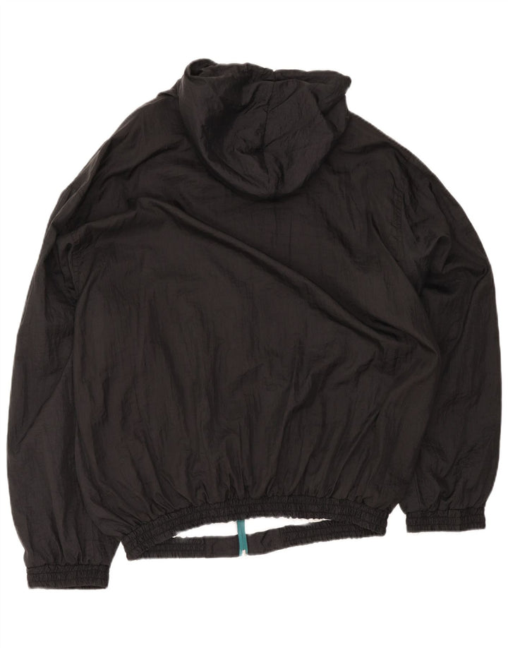 Vintage Herren-Trainingsanzug mit Kapuze, Oberteil, Jacke, XL, Schwarz, Colourblock-Polyamid