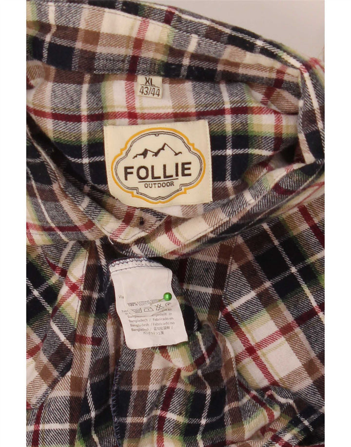 Follie Herrenhemd, Größe 43/44, XL, mehrfarbig, kariert, Baumwolle