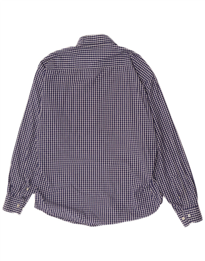 Fila Herren-Hemd mit normaler Passform, mittelblaue Gingham-Baumwolle in Marineblau