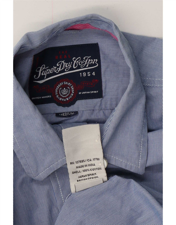 Superdry Herrenhemd aus mittelblau karierter Baumwolle