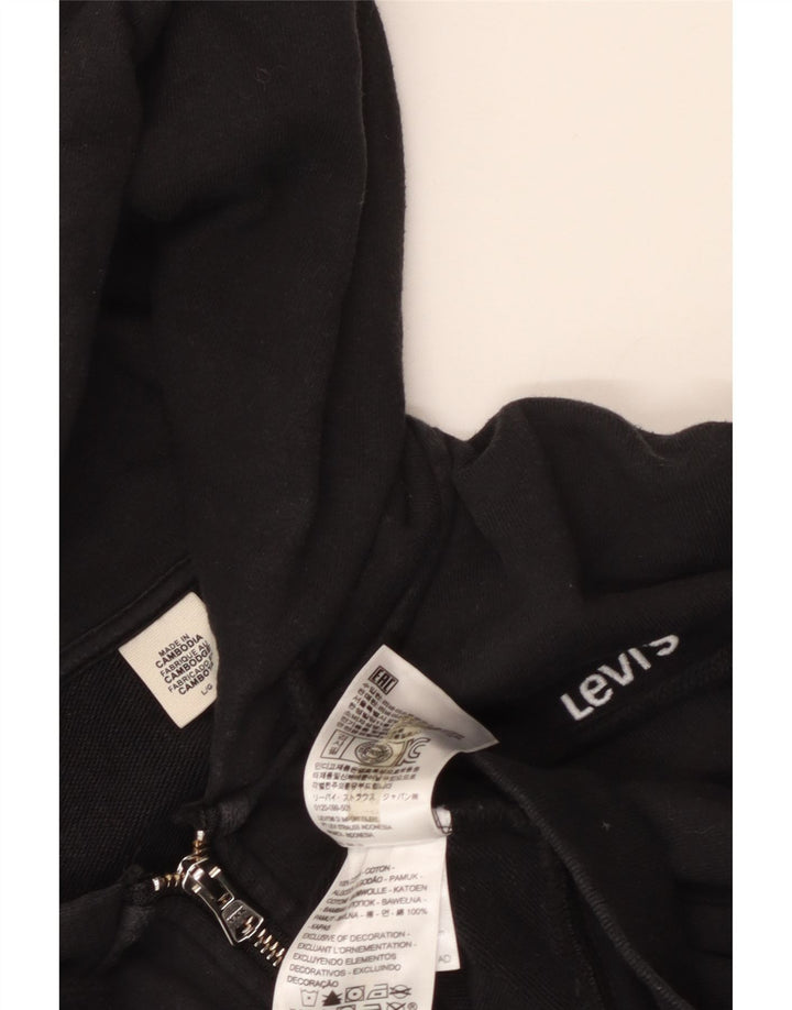 Levi's Damen-Pullover, übergroß, Crop-Zip, Kapuzenpullover, Gr. 16, Schwarz