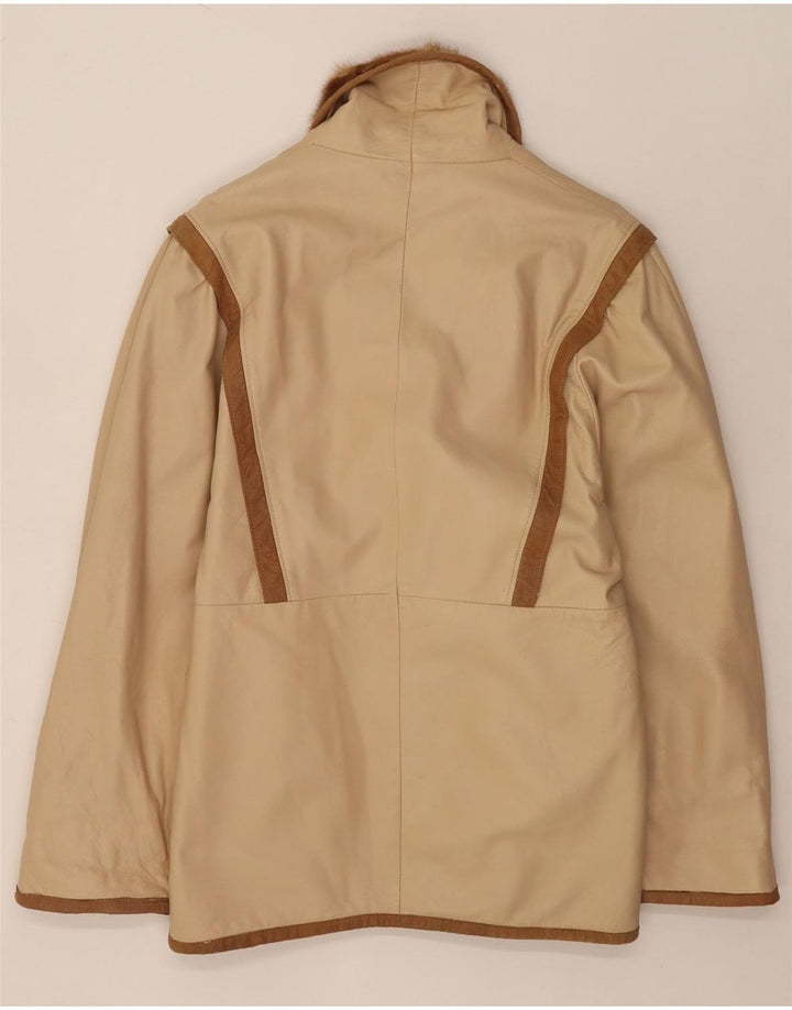 Vintage Damen Zweireihiger Mantel UK 16 Large Beige