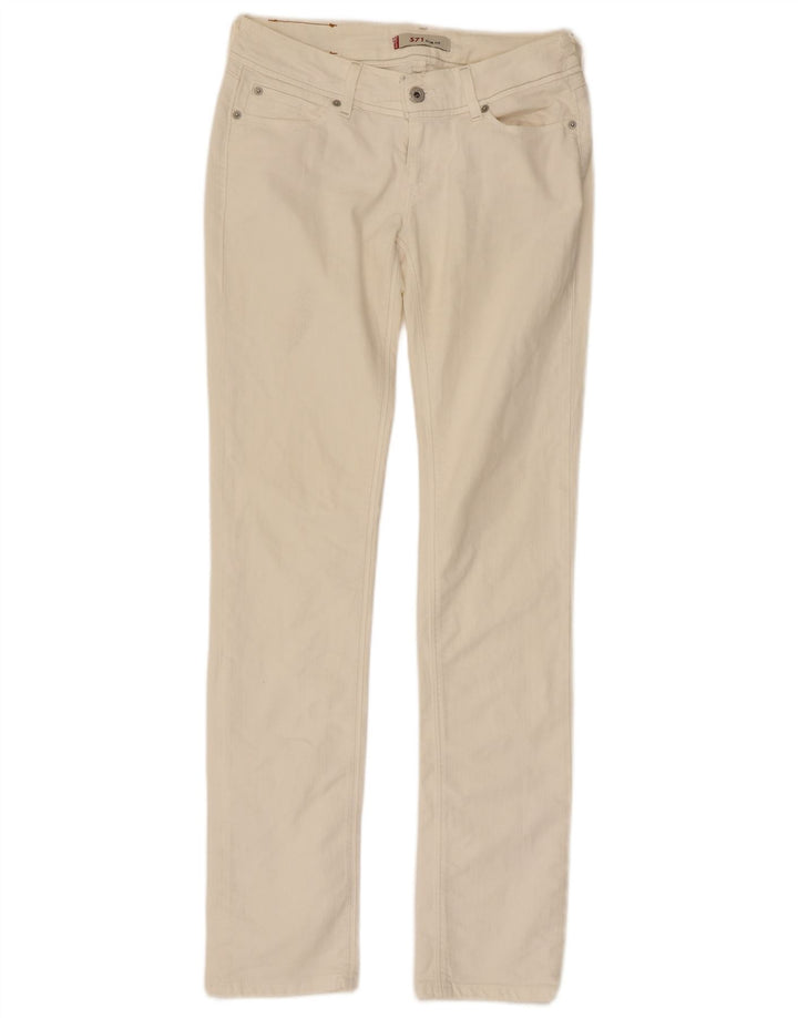 LEVI'S Womens 571 Slim Jeans W29 L34 Off White Cotton