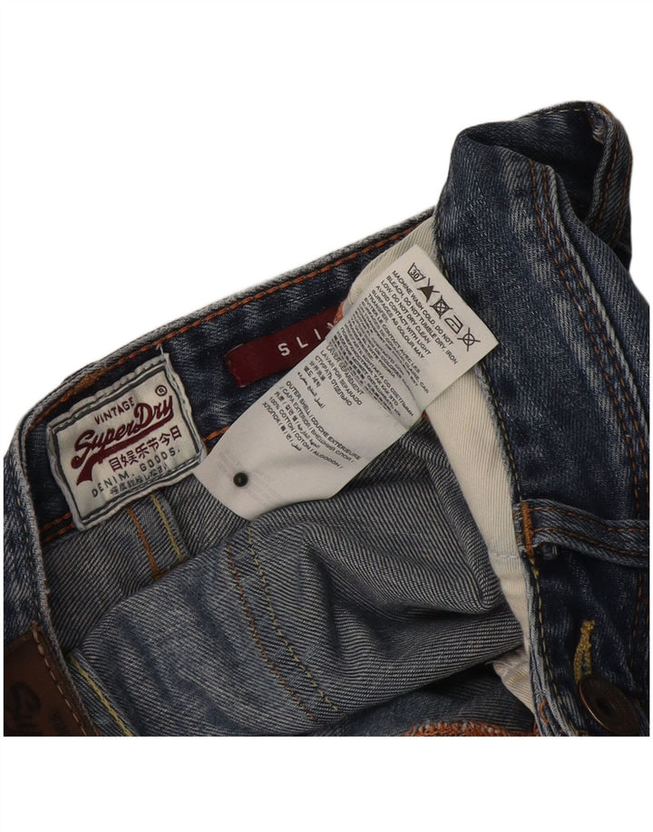 Superdry Damen Distressed Slim Jeans W28 L32 Blaue Baumwolle