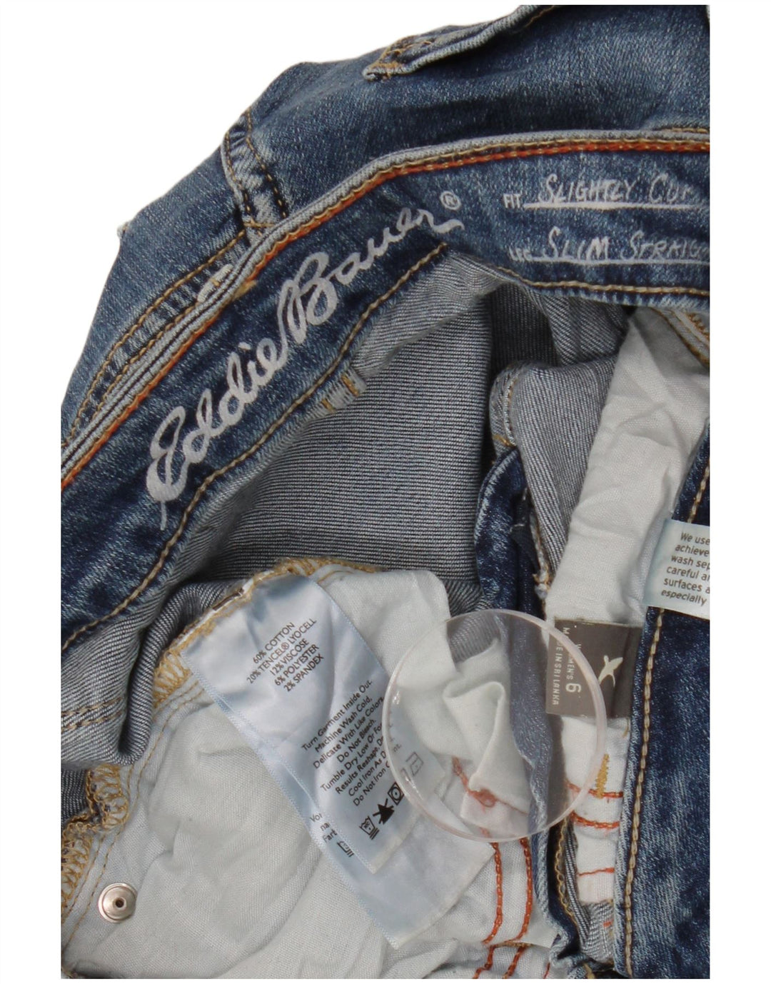 EDDIE BAUER Damen leicht kurvige gerade Jeans US 6 Medium W27 L30 Blau