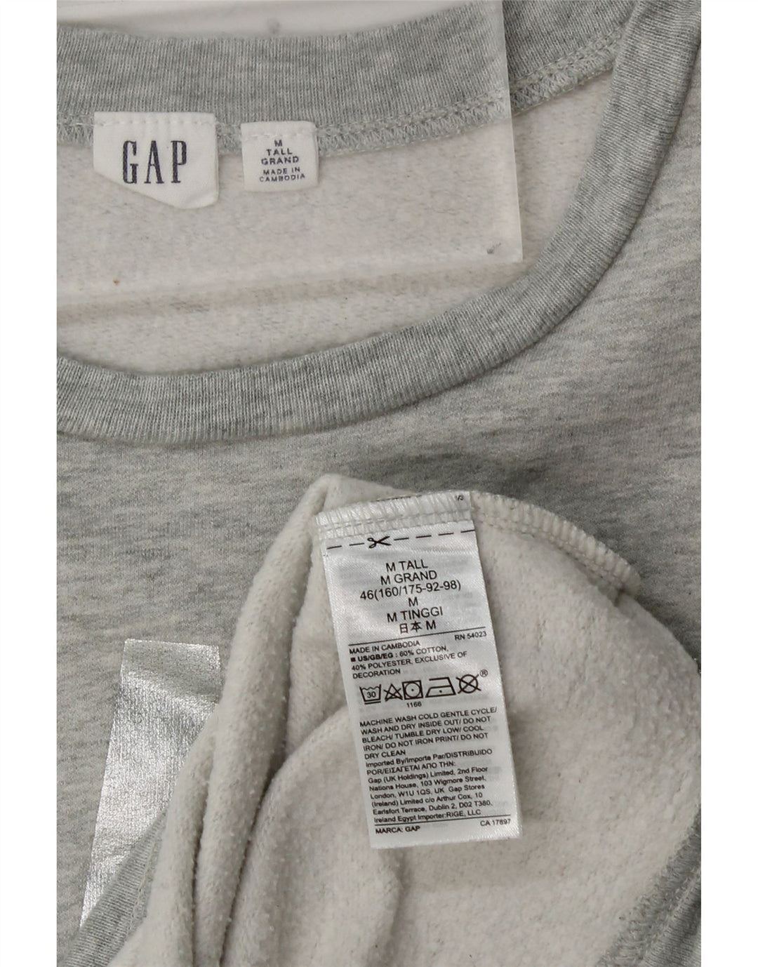 GAP Womens Tall Graphic Sweatshirt Pullover UK 14 Mittelgraue Baumwolle