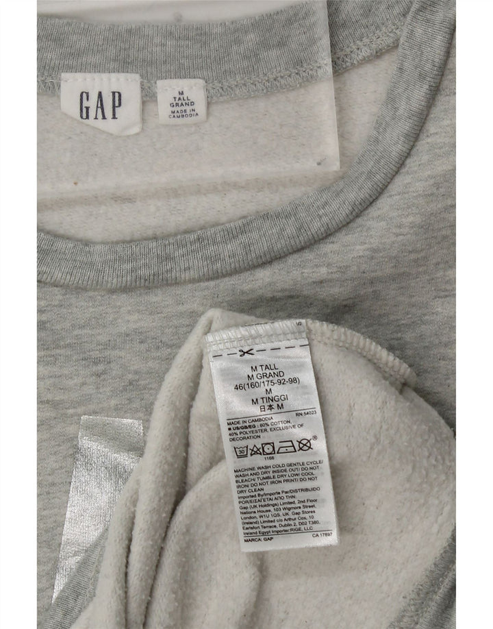 GAP Womens Tall Graphic Sweatshirt Pullover UK 14 Mittelgraue Baumwolle