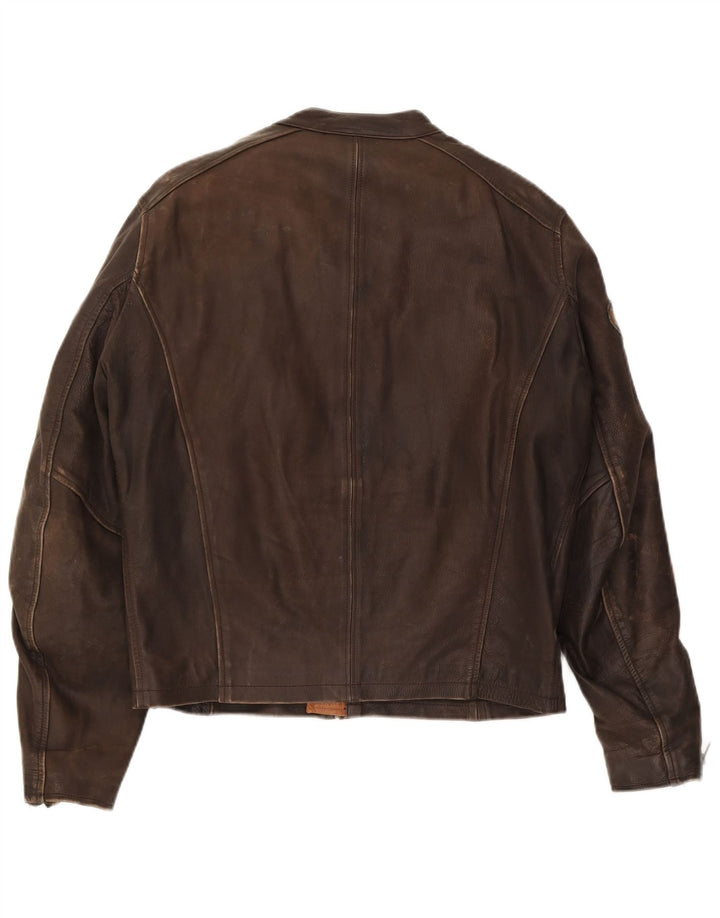 Redskins Herren Motorstyle Leder Bikerjacke UK 40 Large Braun Colourblock