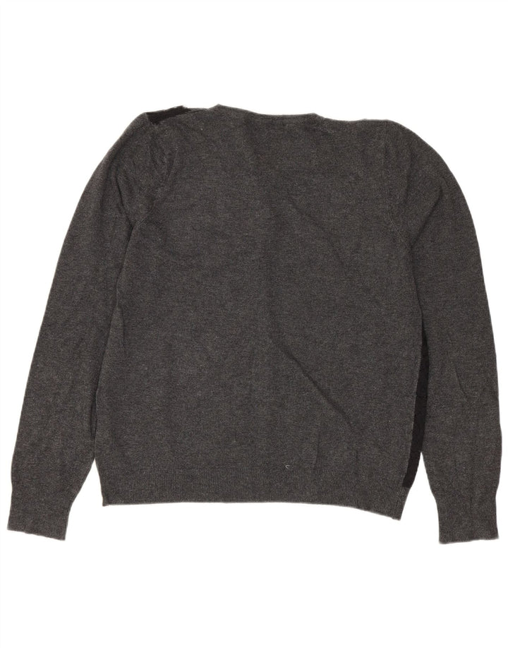 MARKS & SPENCER Damen Crop Cardigan Pullover UK 12 Mittelgrau geblümt