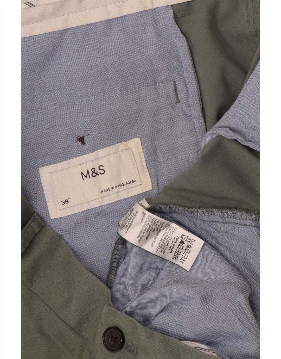 Marks & Spencer Herren Chinoshorts W38 XL Khaki Baumwolle