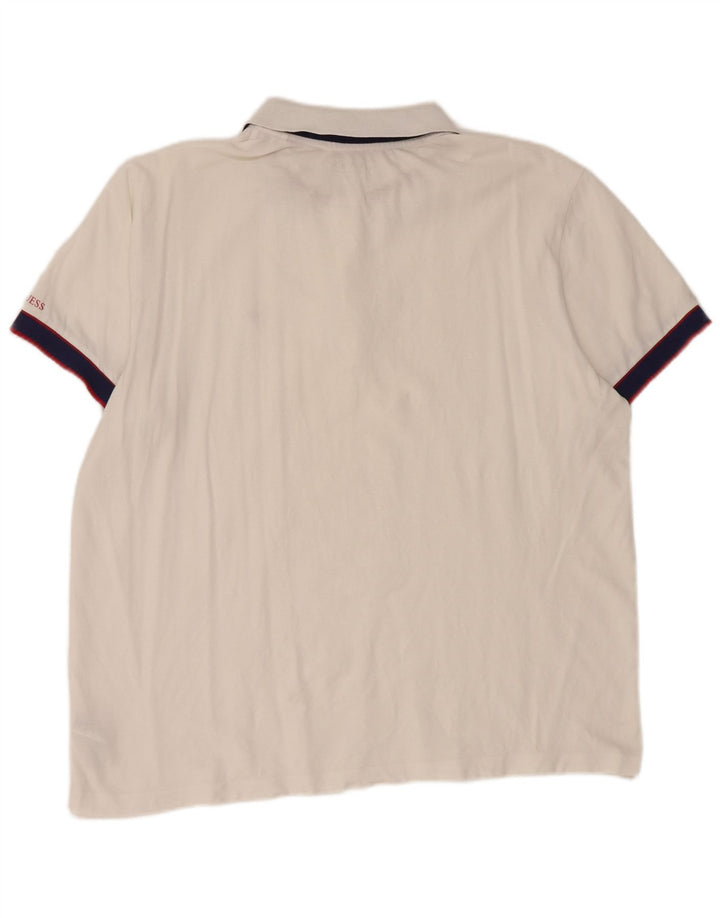 Guess Herren-Poloshirt 2XL, weiße Colourblock-Baumwolle