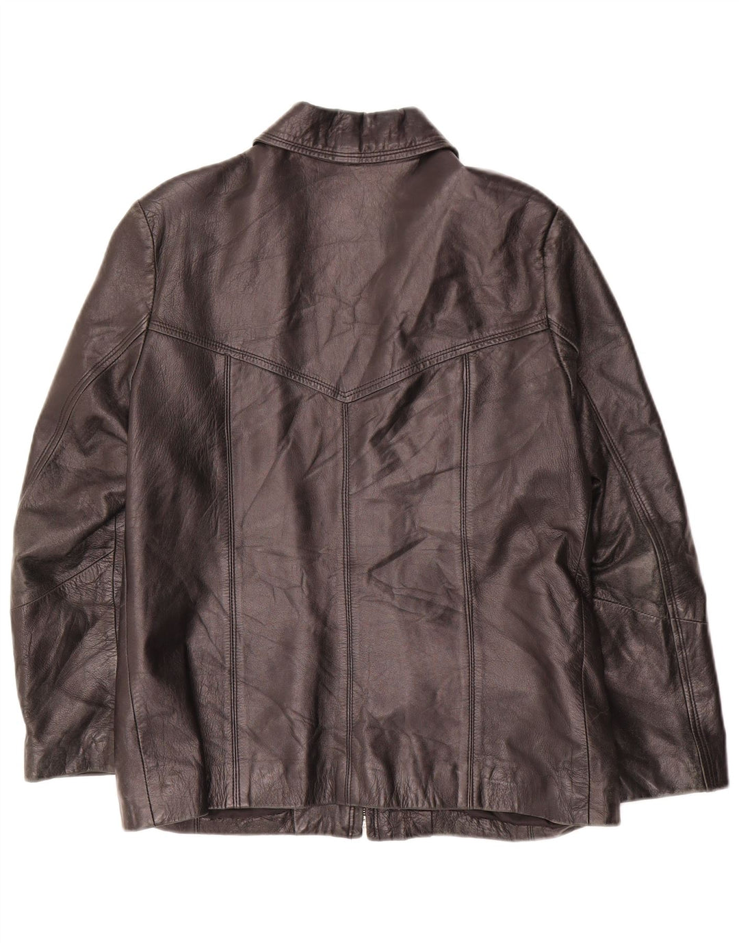 VINTAGE Womens Leather Jacket IT 46 Large Black Leather