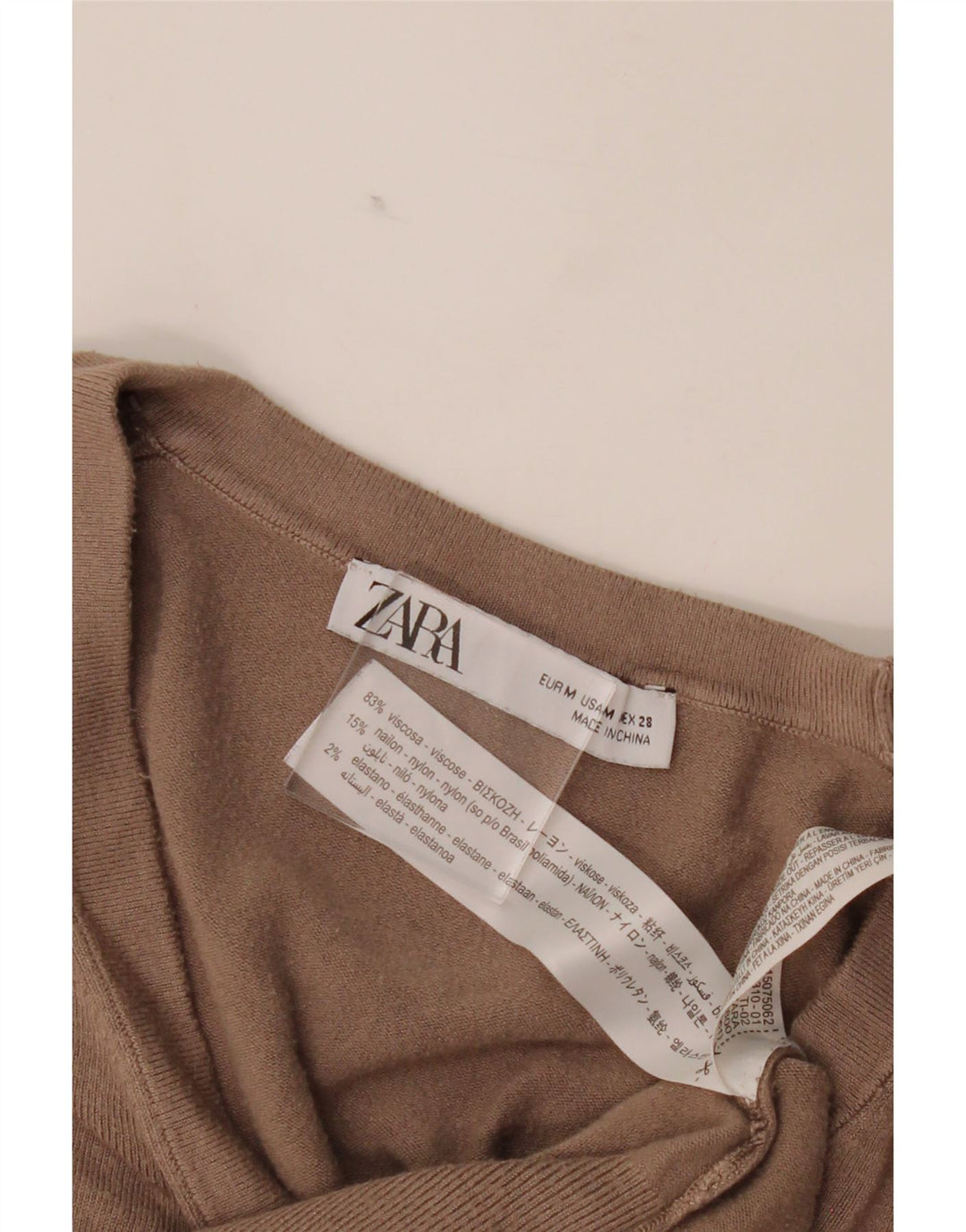 ZARA Womens V-Neck Jumper Sweater UK 12 Medium Brown Viscose Vintage Zara and Second-Hand Zara from Messina Hembry 